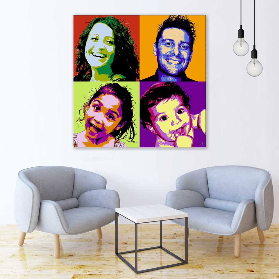 Quatro classique pop'art famille 4 visages ABCD moderne