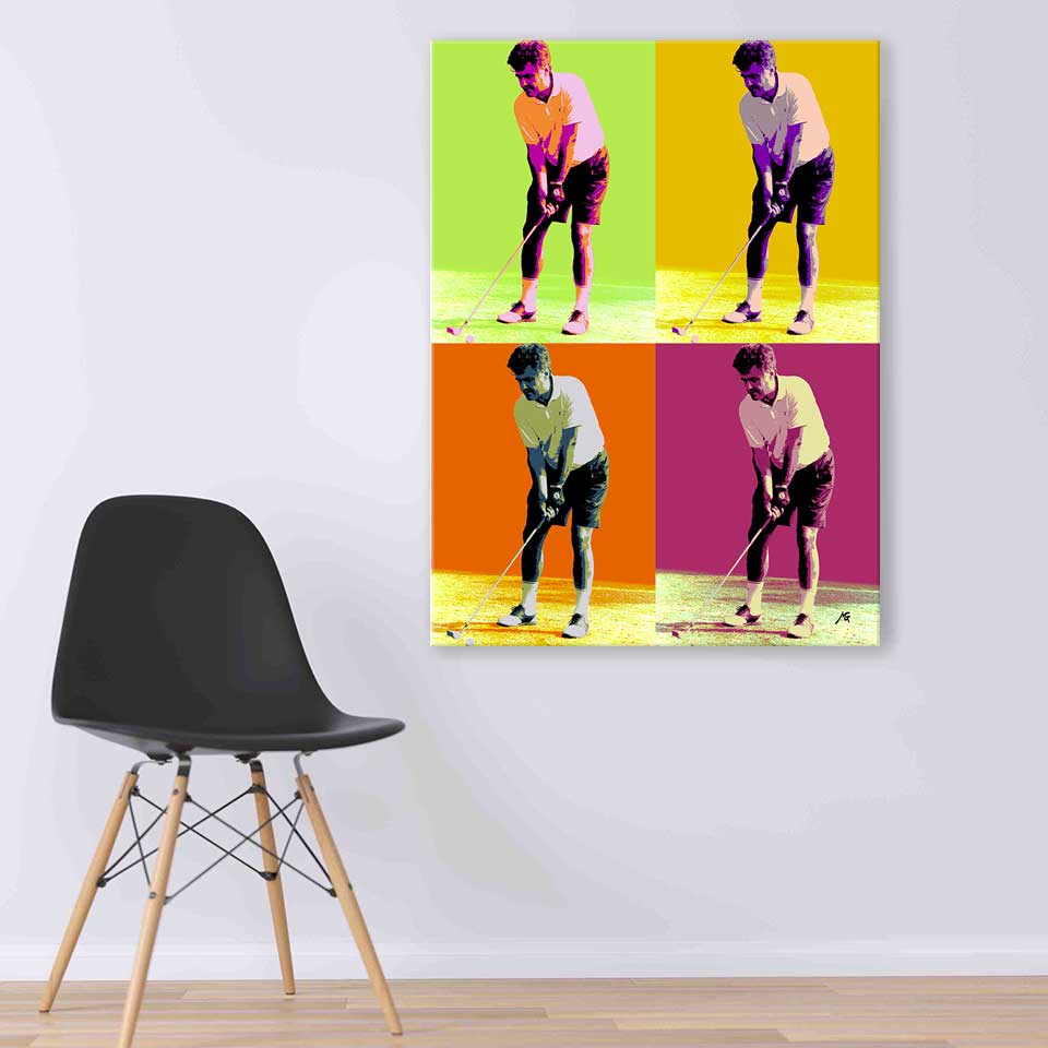 Portrait pop'art quatro golfeur