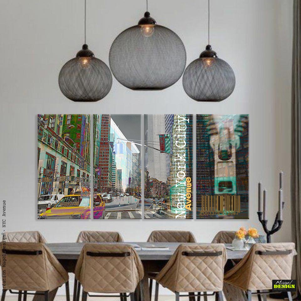 Pachtwork en quadriptyque sur la ville de New York